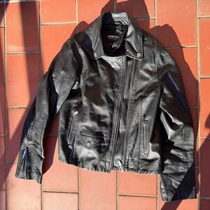 Barneys New York Black Leather Moto Jacket